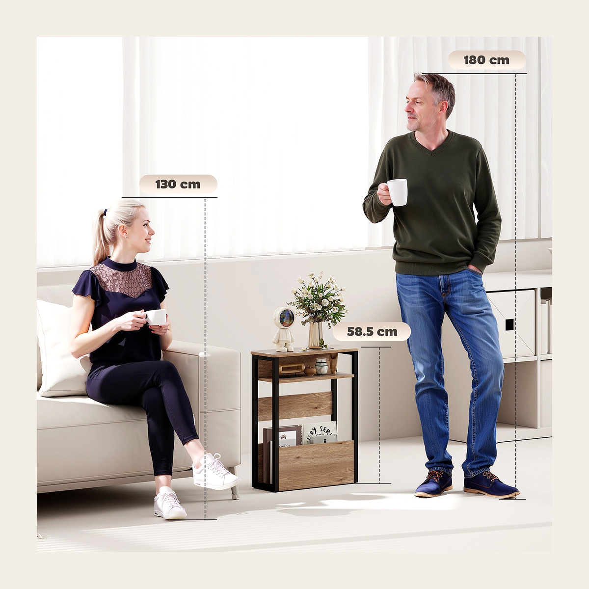 Walnut & Black Slim Side Table – Rovenmere Home