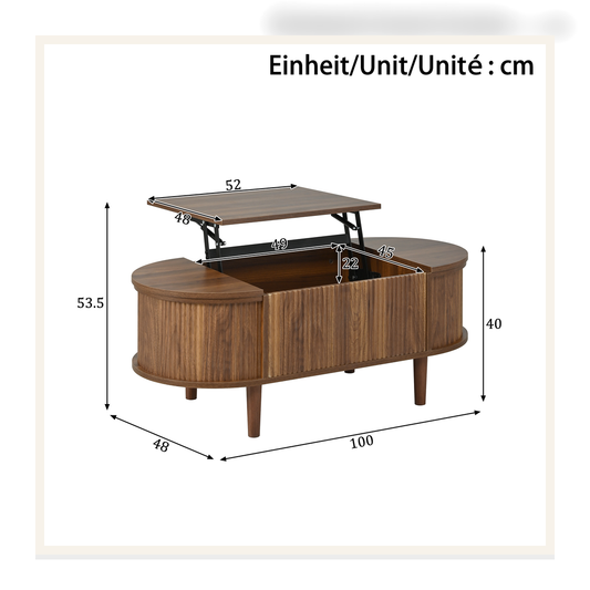 Rovenmere walnut oval lift-top coffee table