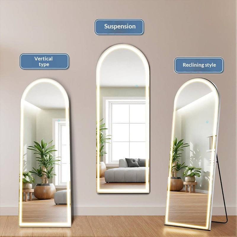 White arched full-length mirror