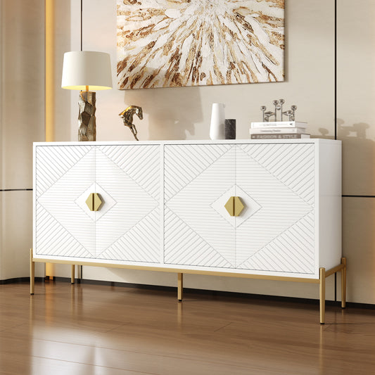 White geometric four-door sideboard