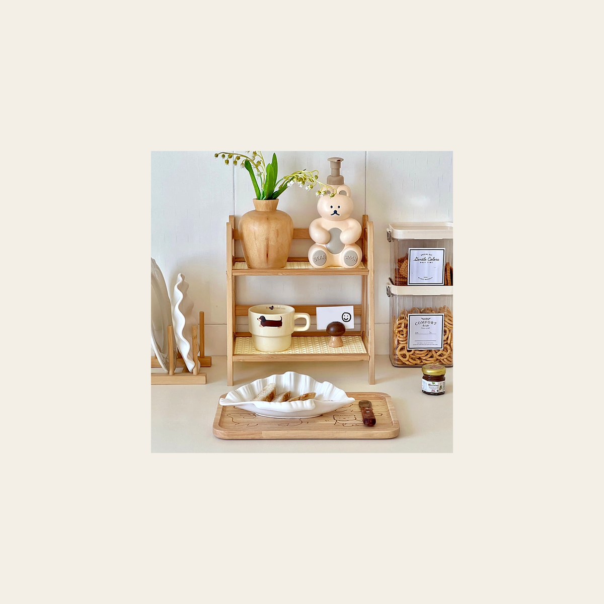 Two-Tier Wooden Countertop Organiser – Rovenmere Home