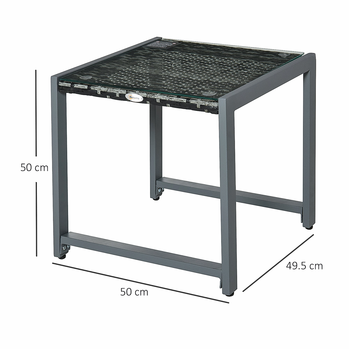Woven Rattan Garden Side Table – Grey – Rovenmere Home